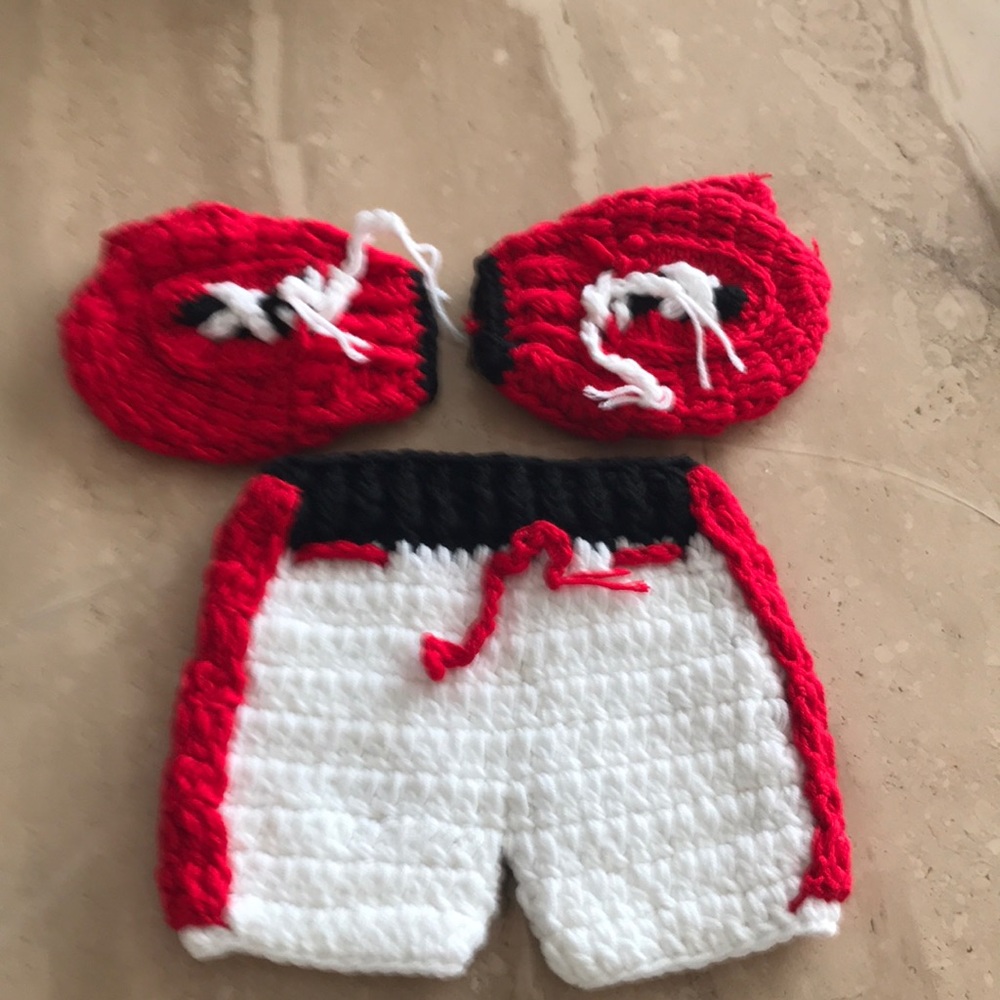 Knitted infant boxing outfit